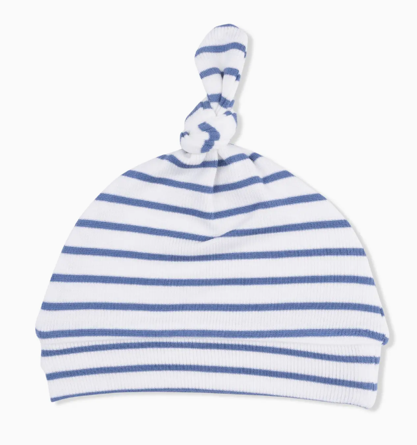 Blue Stripe Ribbed Modal 2-Way Zipper Footie