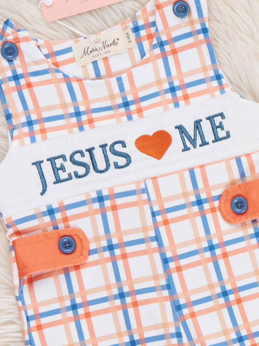 Graceful Plaid "Jesus Loves Me" Romper