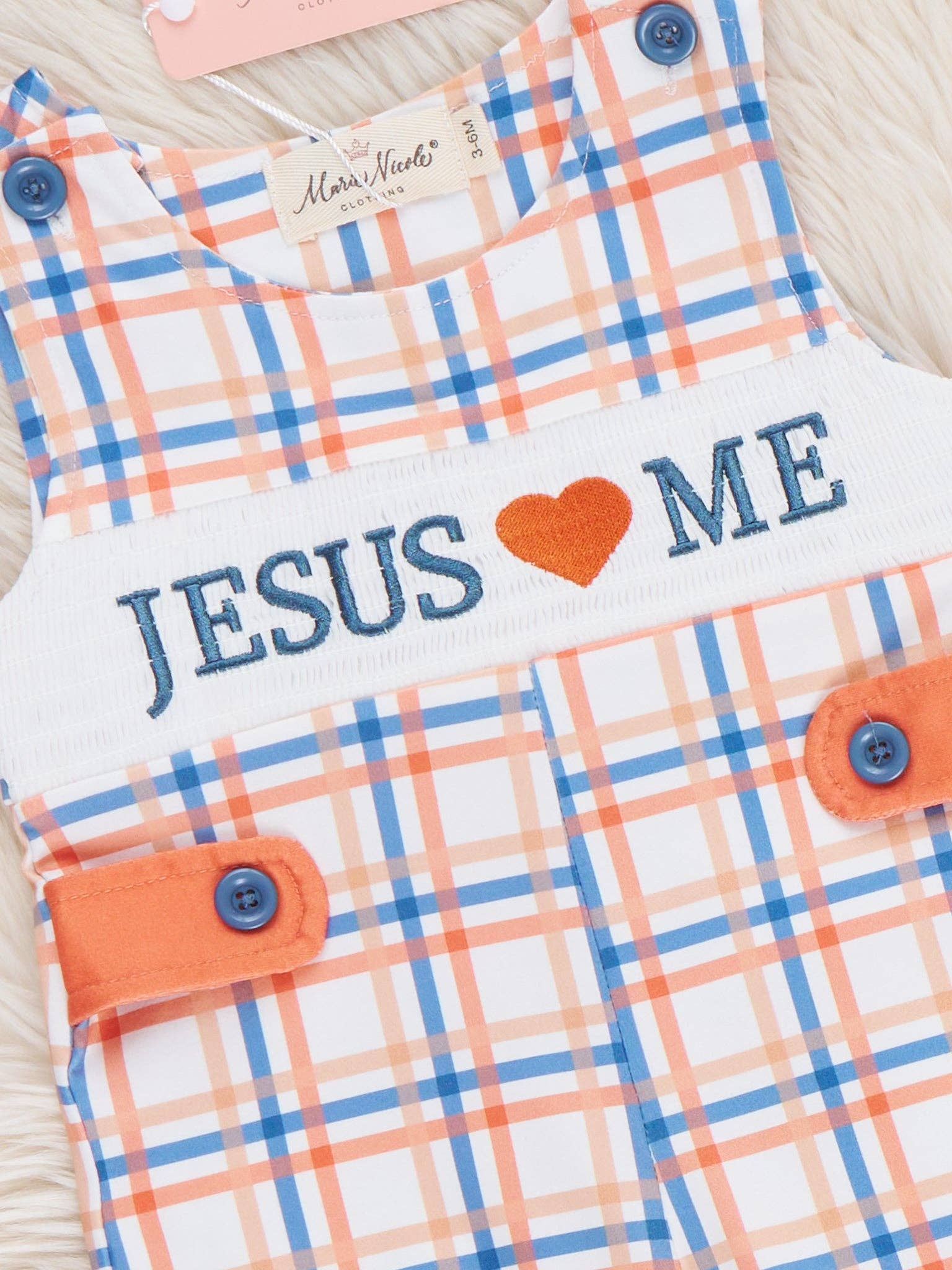 Graceful Plaid "Jesus Loves Me" Romper