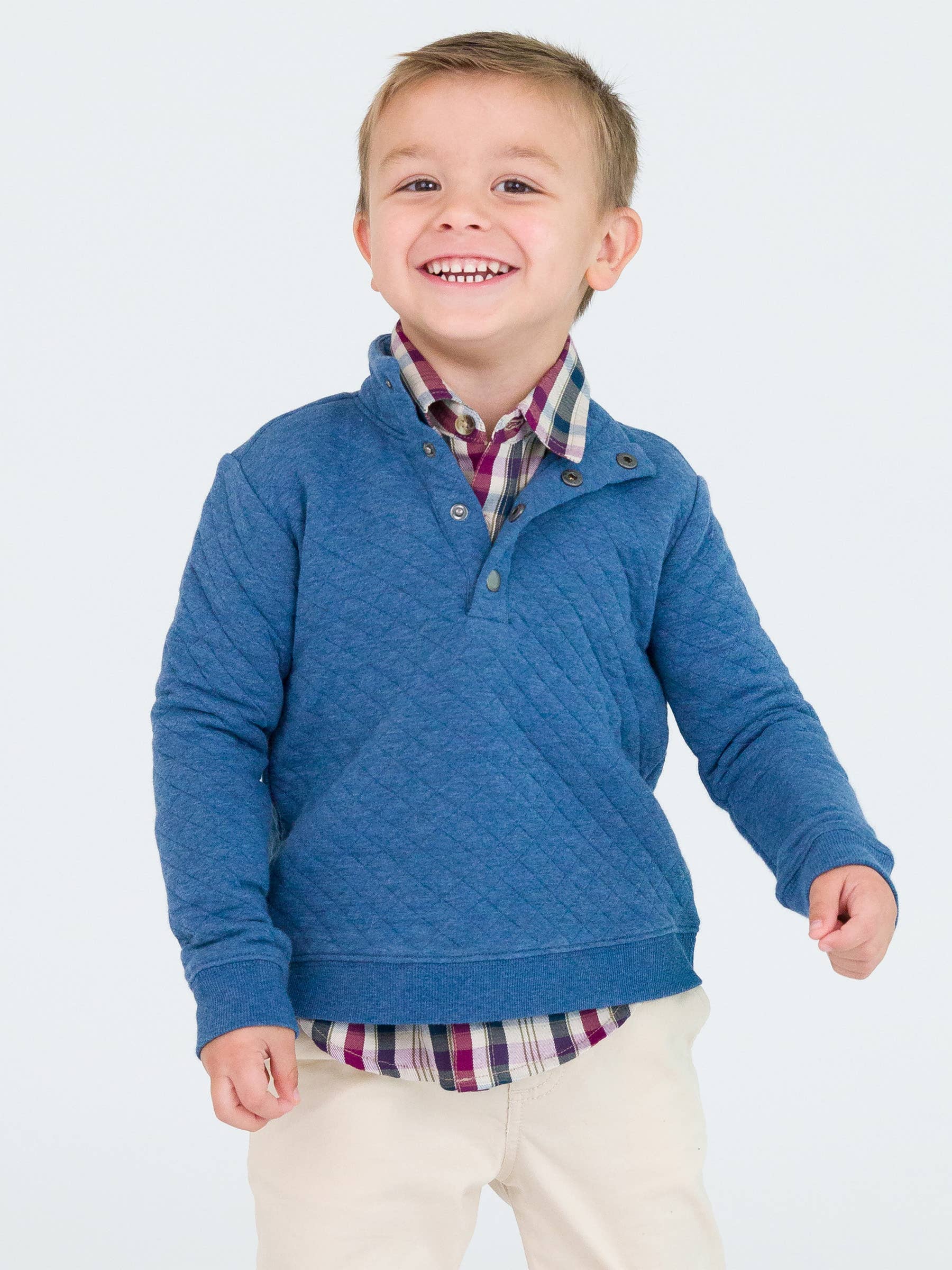 Heathered Indigo Rugged Butts Quilted Pullover