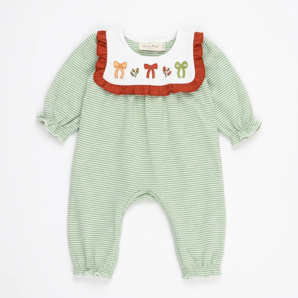 Sweet Bow Embroidered Ruffle Romper