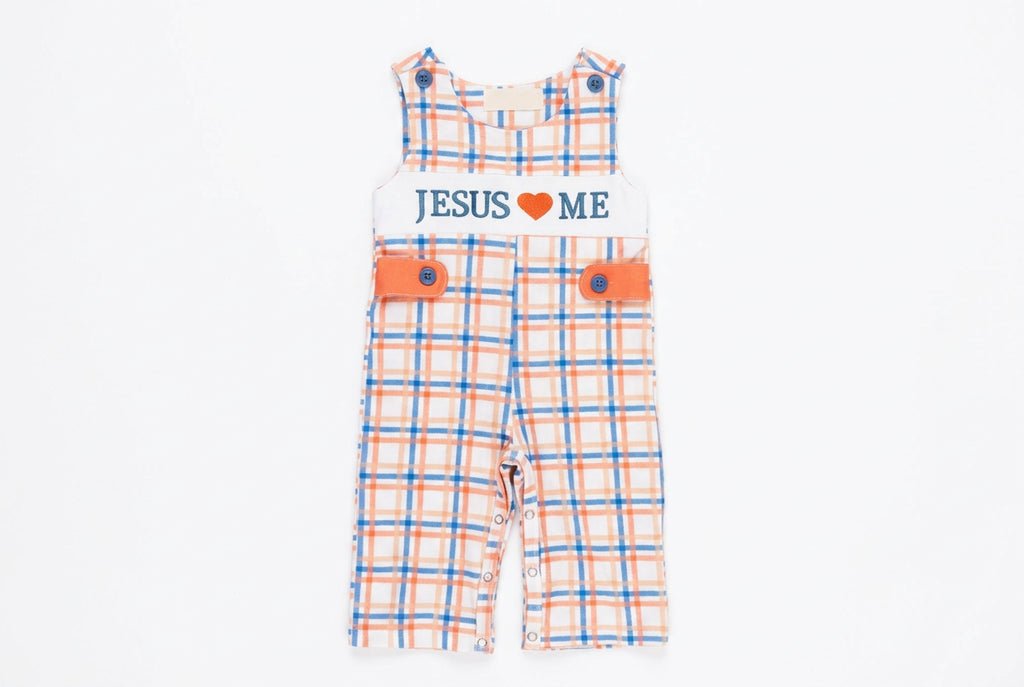 Graceful Plaid "Jesus Loves Me" Romper