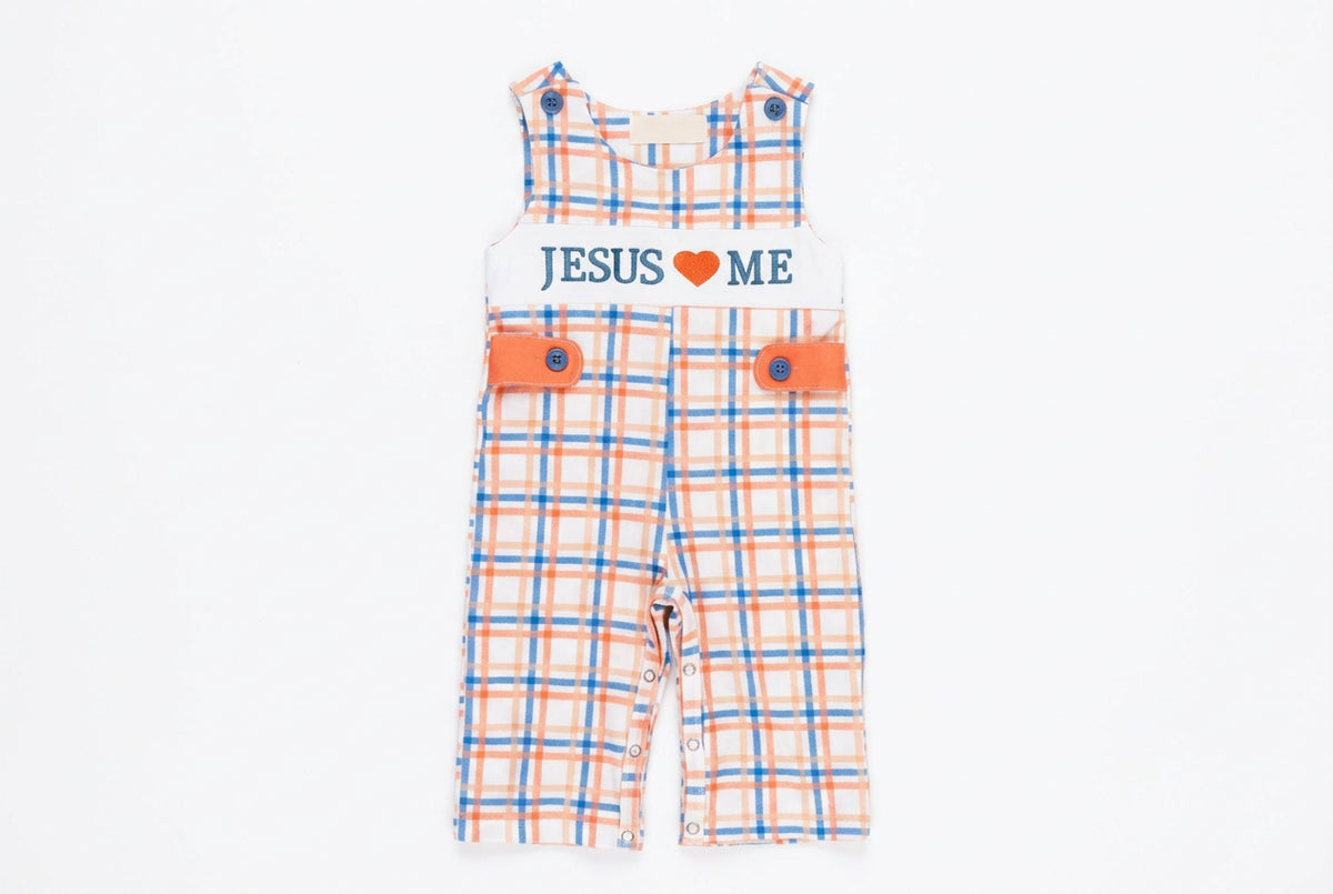 Graceful Plaid "Jesus Loves Me" Romper